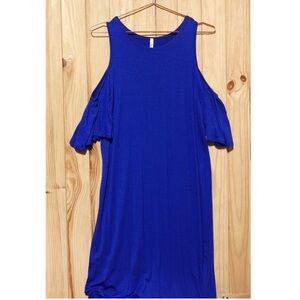Blue Cold Shoulder Women's Maxi Dress